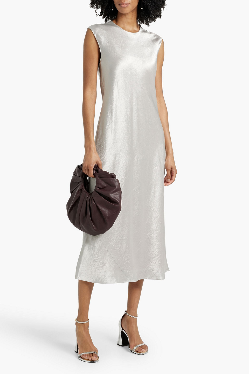Vince Crinkled-satin Midi Dress