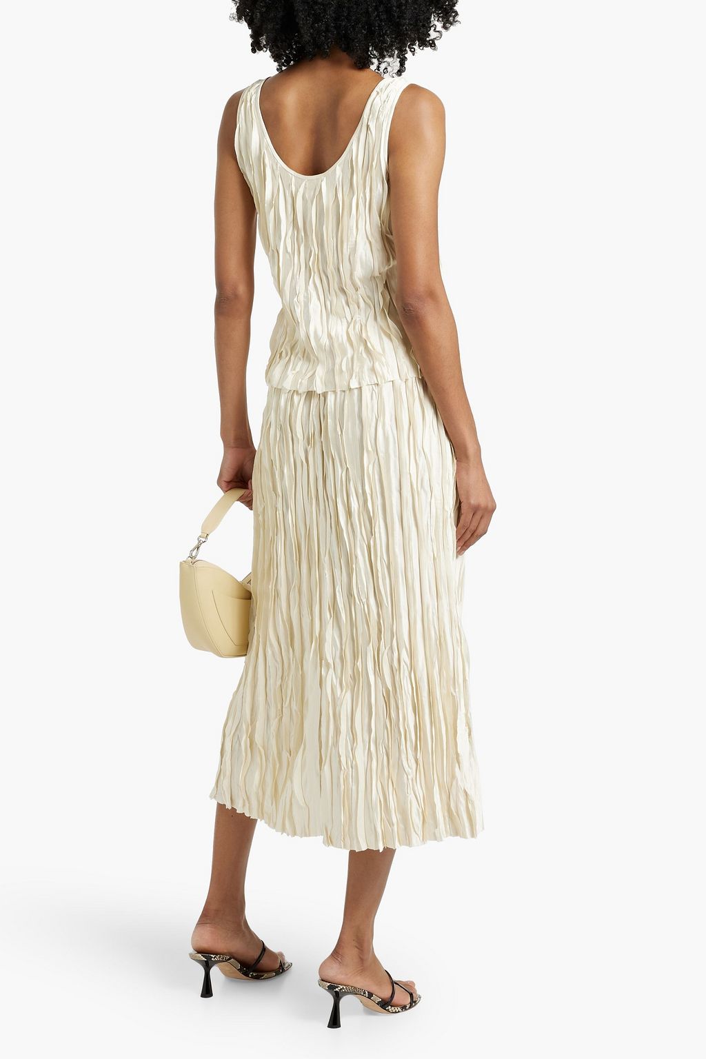 VINCE. Ruffled satin midi skirt