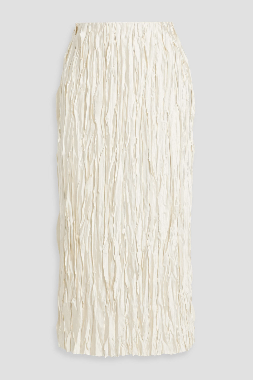 Vince Ruffled Satin Midi Skirt