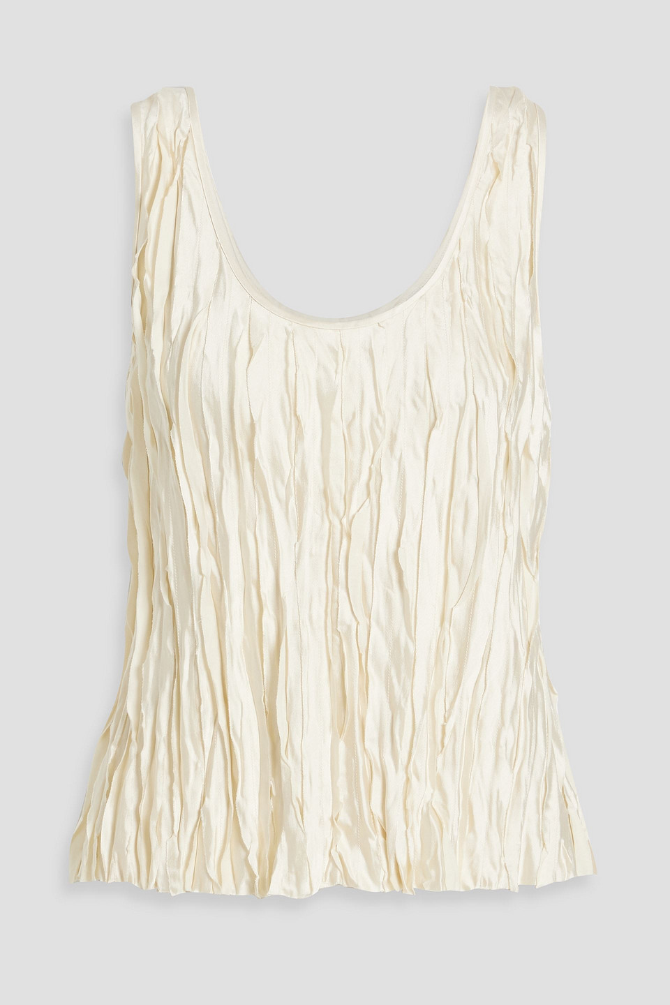 Vince Ruffled Satin Top In White