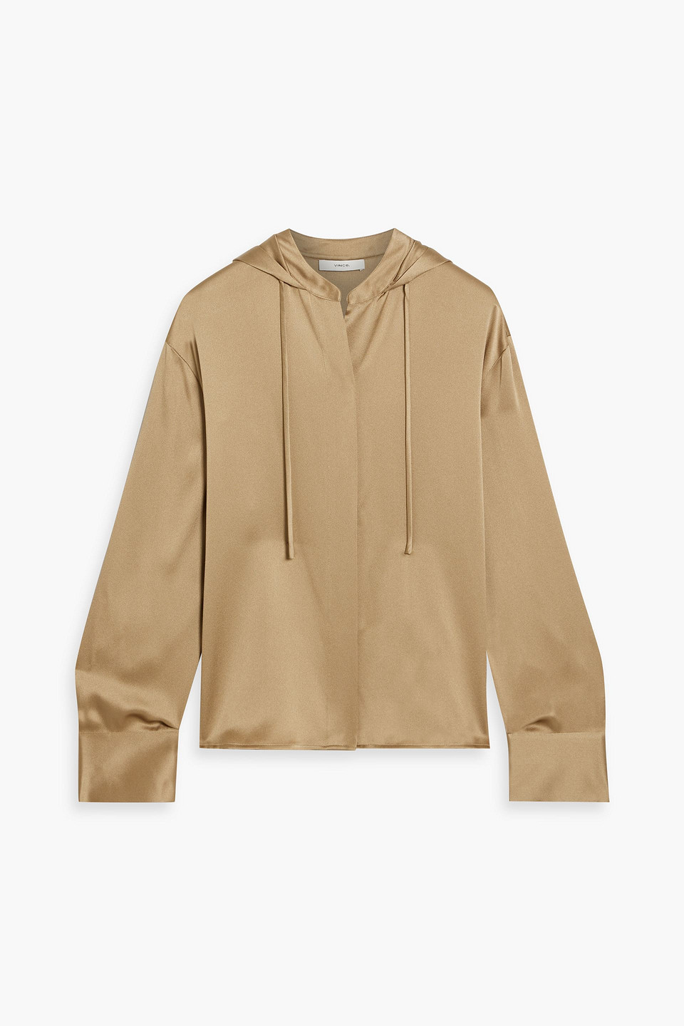 Vince Silk-satin Hooded Top
