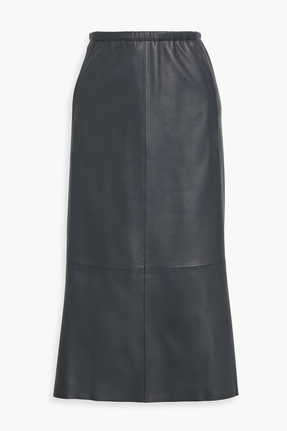 Vince Leather Midi Skirt In Black