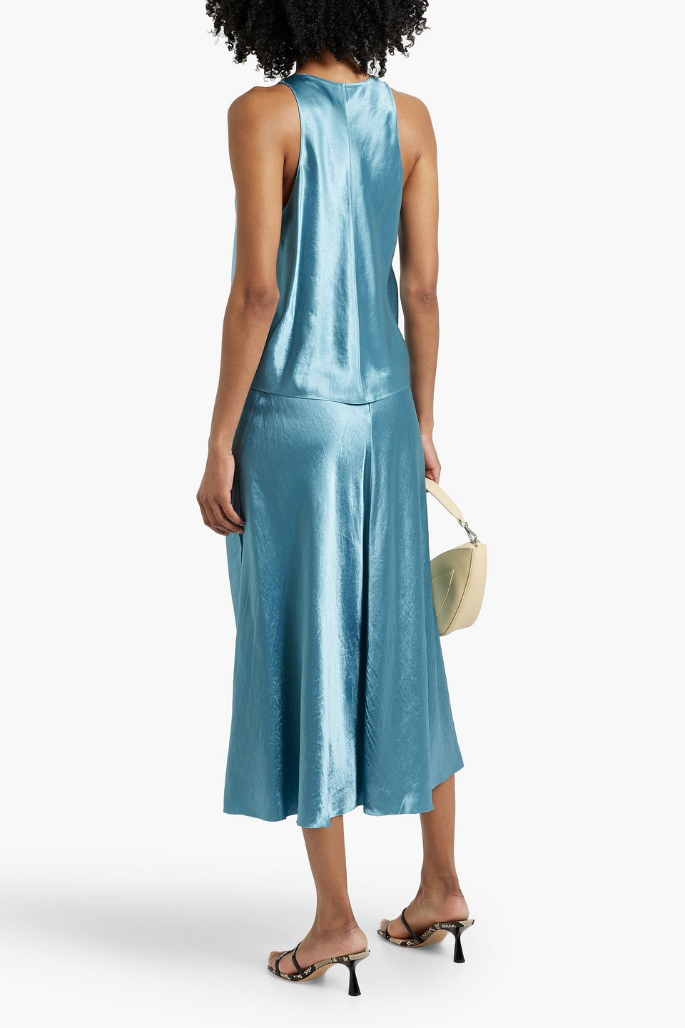 Vince Wrap-effect Crinkled-satin Top