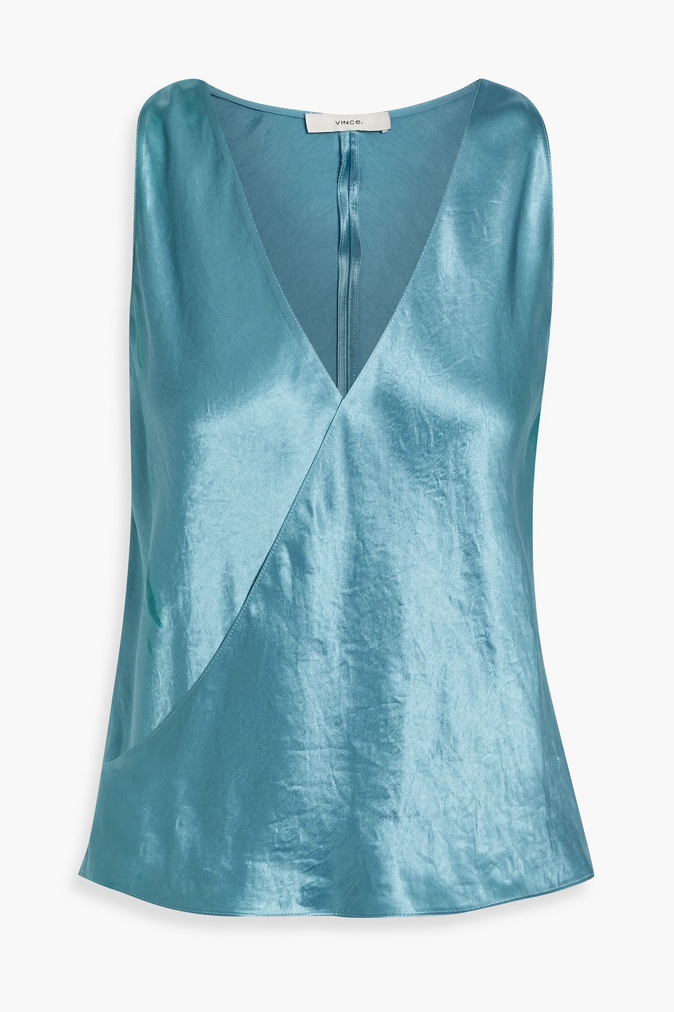 Vince Wrap-effect Crinkled-satin Top