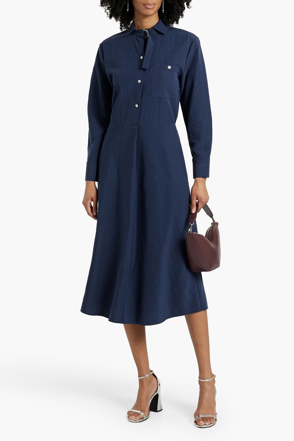 VINCE. TENCEL™ Lyocell-blend midi shirt dress