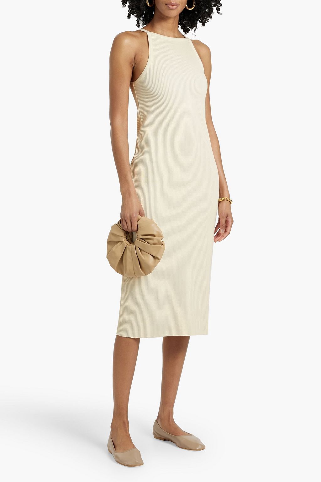 VINCE. Ribbed-knit midi dress