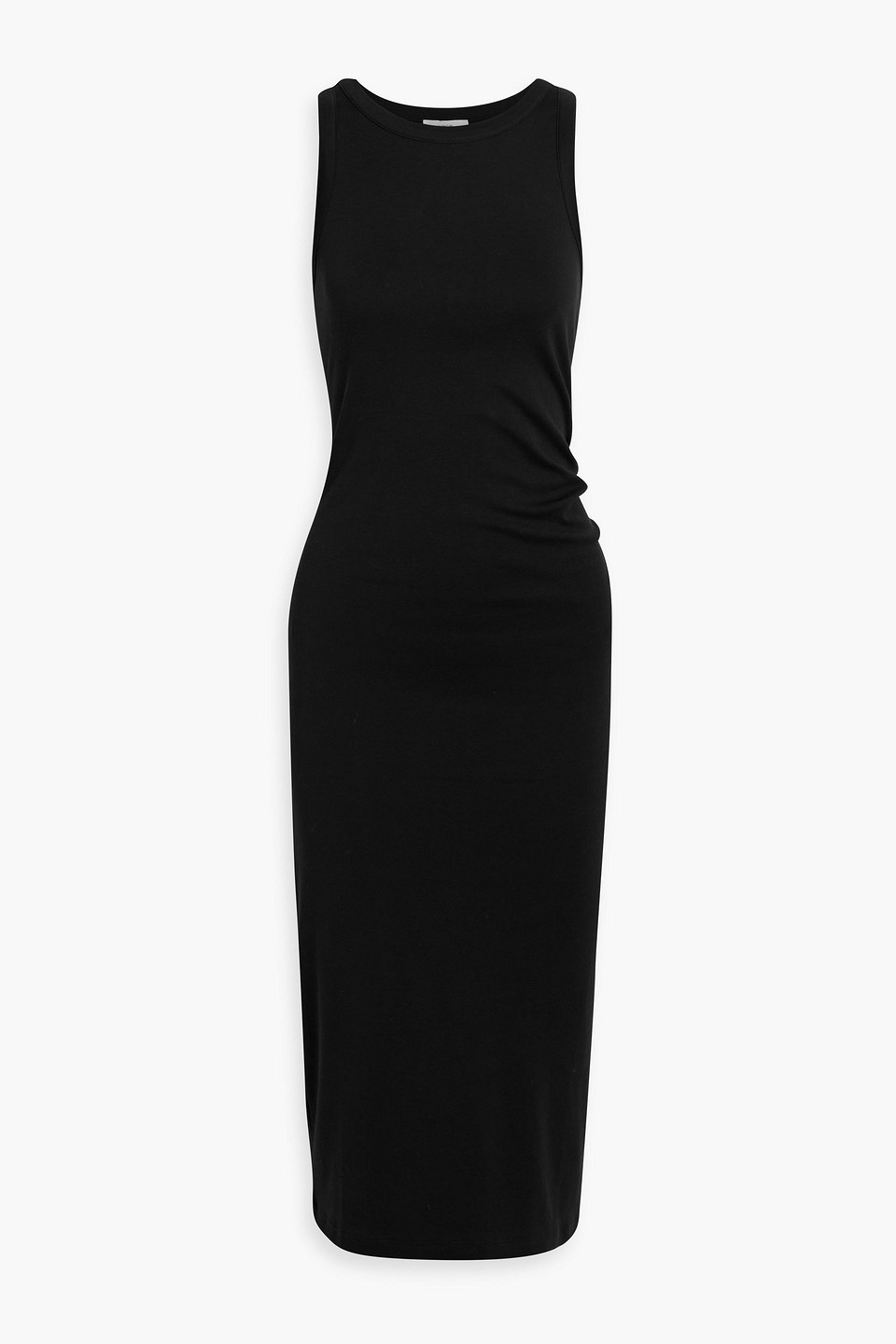 Vince Ruched Pima Cotton-jersey Midi Dress