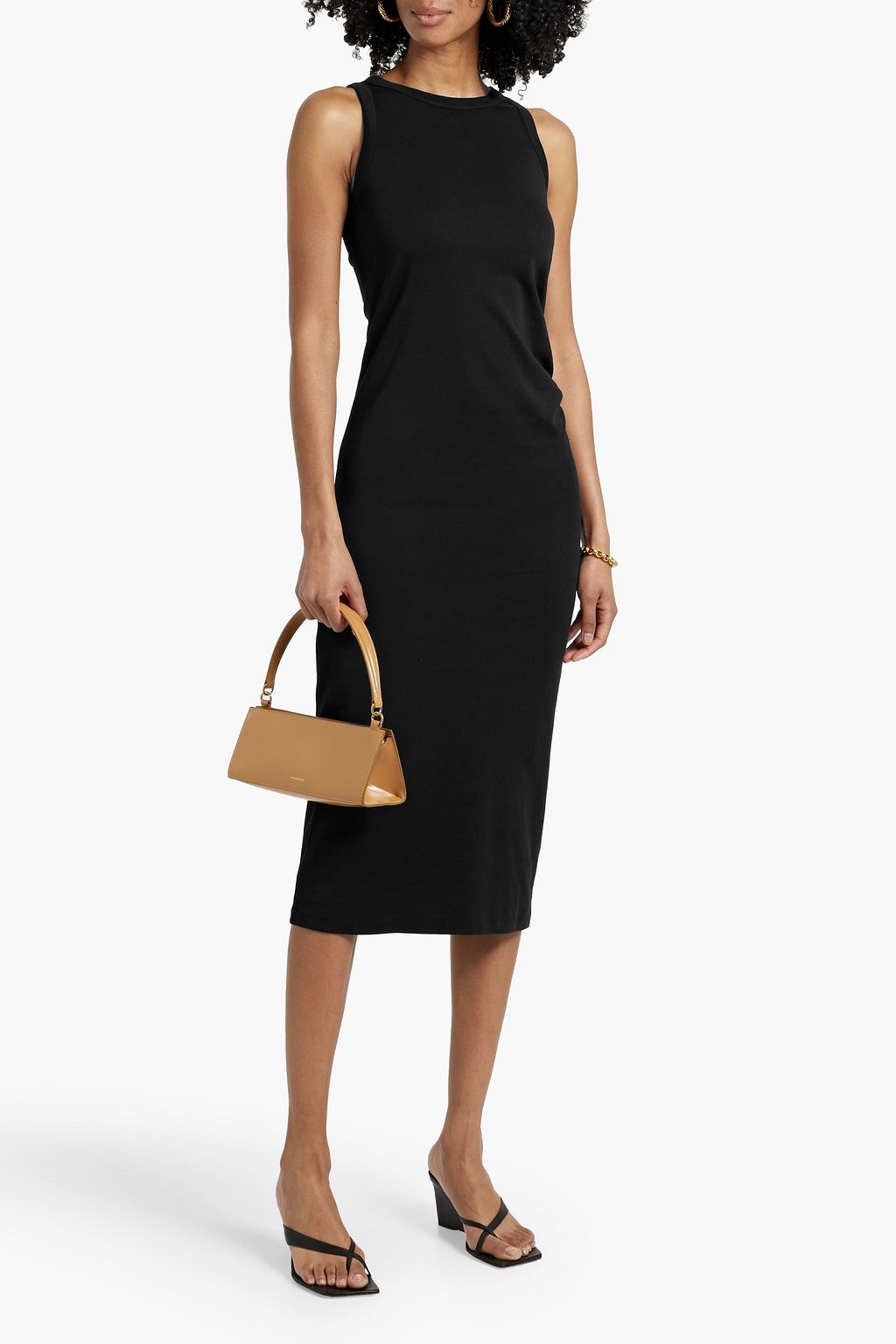 VINCE. Ruched Pima cotton-jersey midi dress
