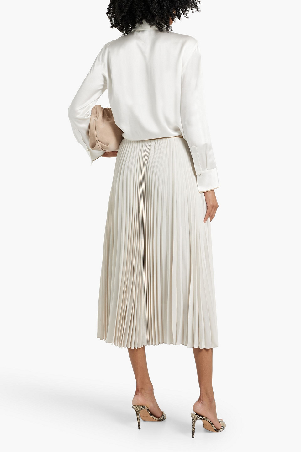 Shop Vince Pleated Chiffon Midi Skirt