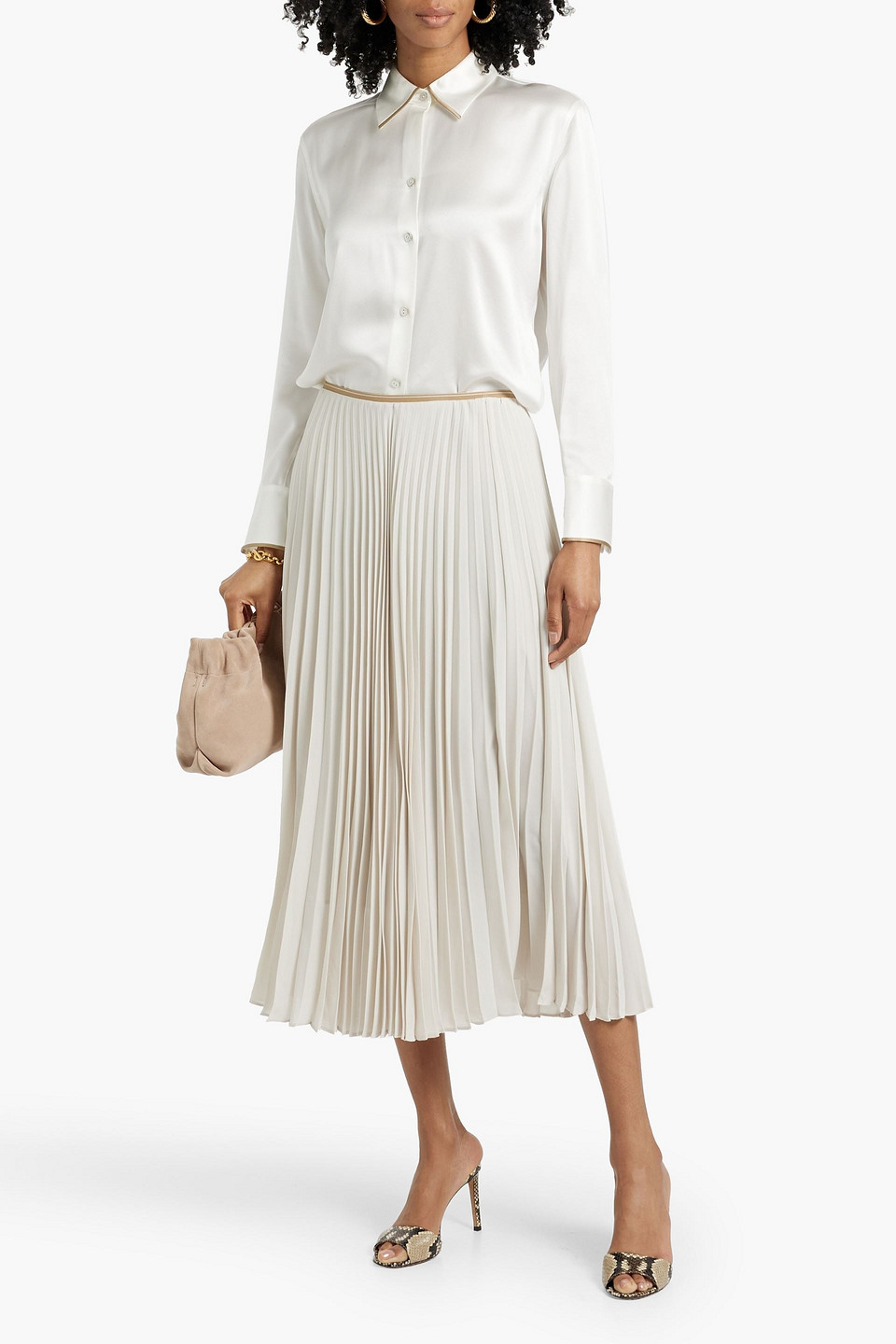Shop Vince Pleated Chiffon Midi Skirt