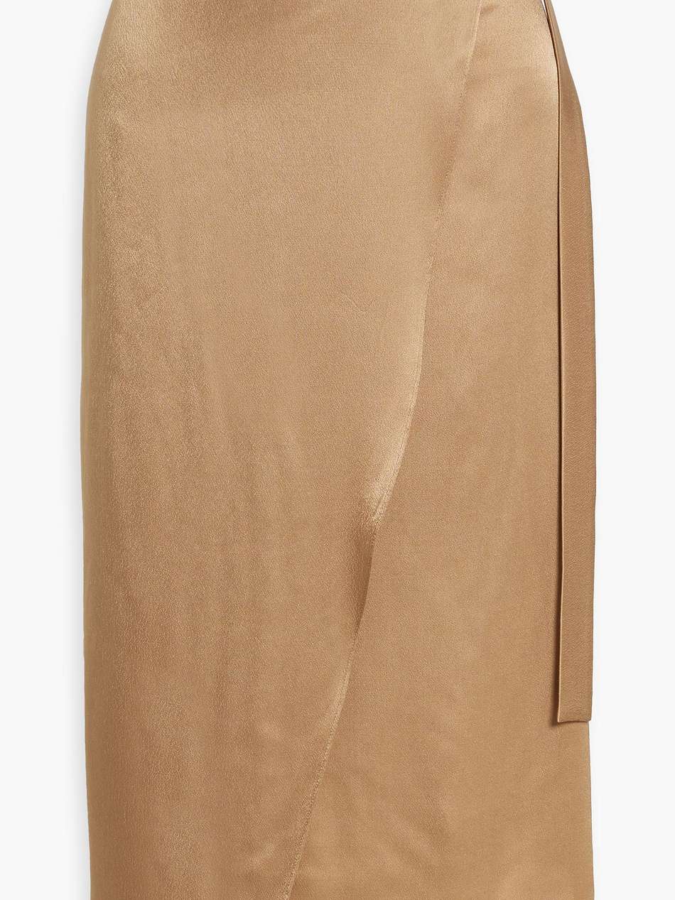 wrap-effect satin midi skirt