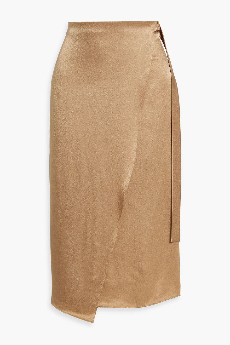 Vince Wrap-effect Satin Midi Skirt