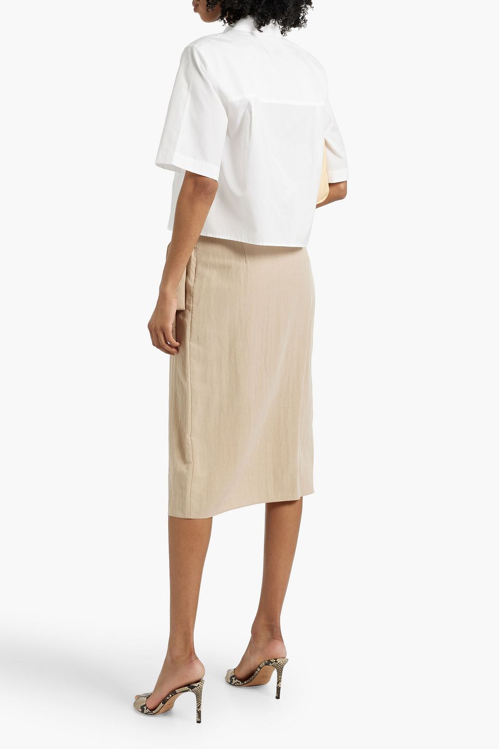 VINCE. Wrap-effect TENCEL™ Lyocell-blend midi skirt