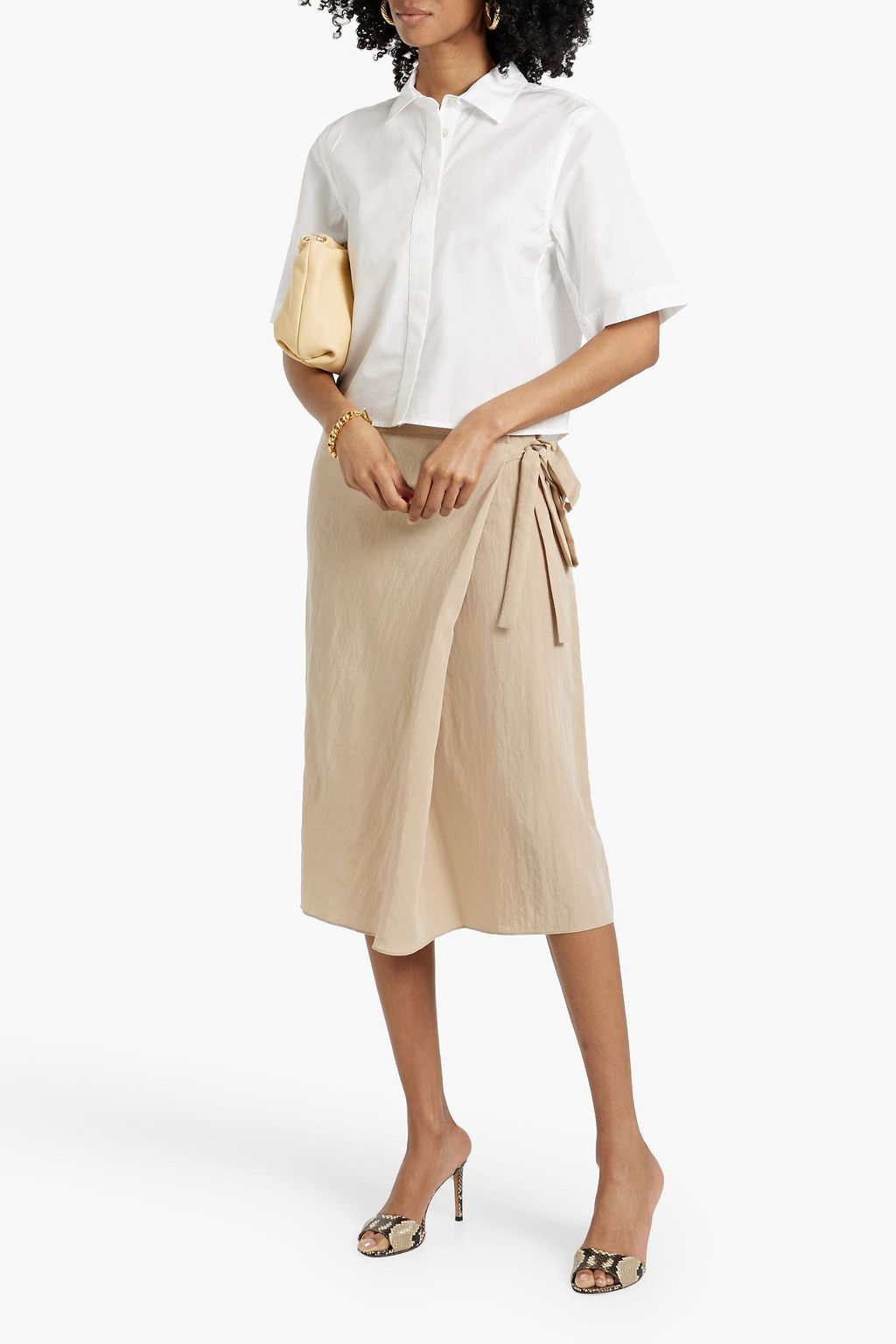 VINCE. Wrap-effect TENCEL™ Lyocell-blend midi skirt