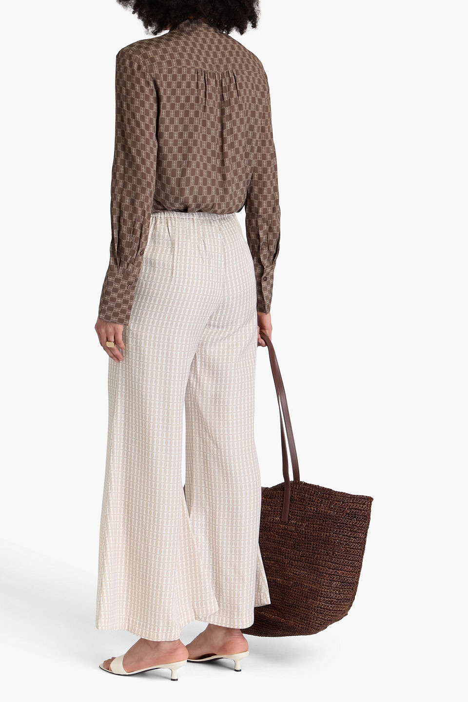 BY MALENE BIRGER LUCEE PRINTED TWILL FLARED PANTS