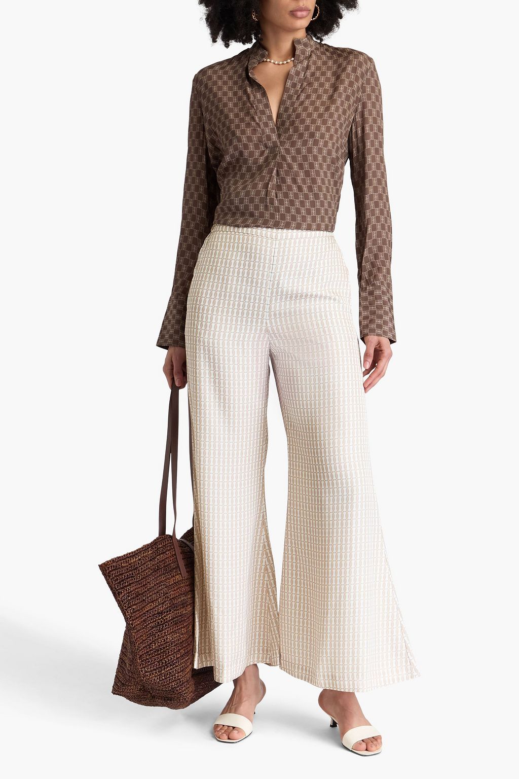BY MALENE BIRGER بنطلون "لوسي" بقصّة فلير من التويل المطبوع