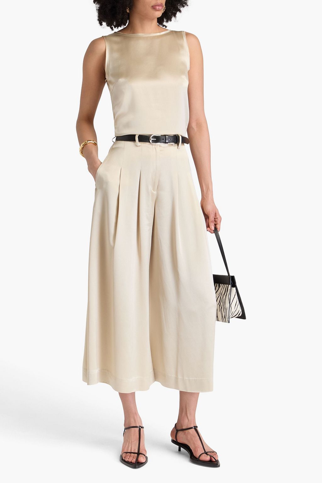 BY MALENE BIRGER بنطلون "ديوريت" بأرجل واسعة من الساتان بكسرات