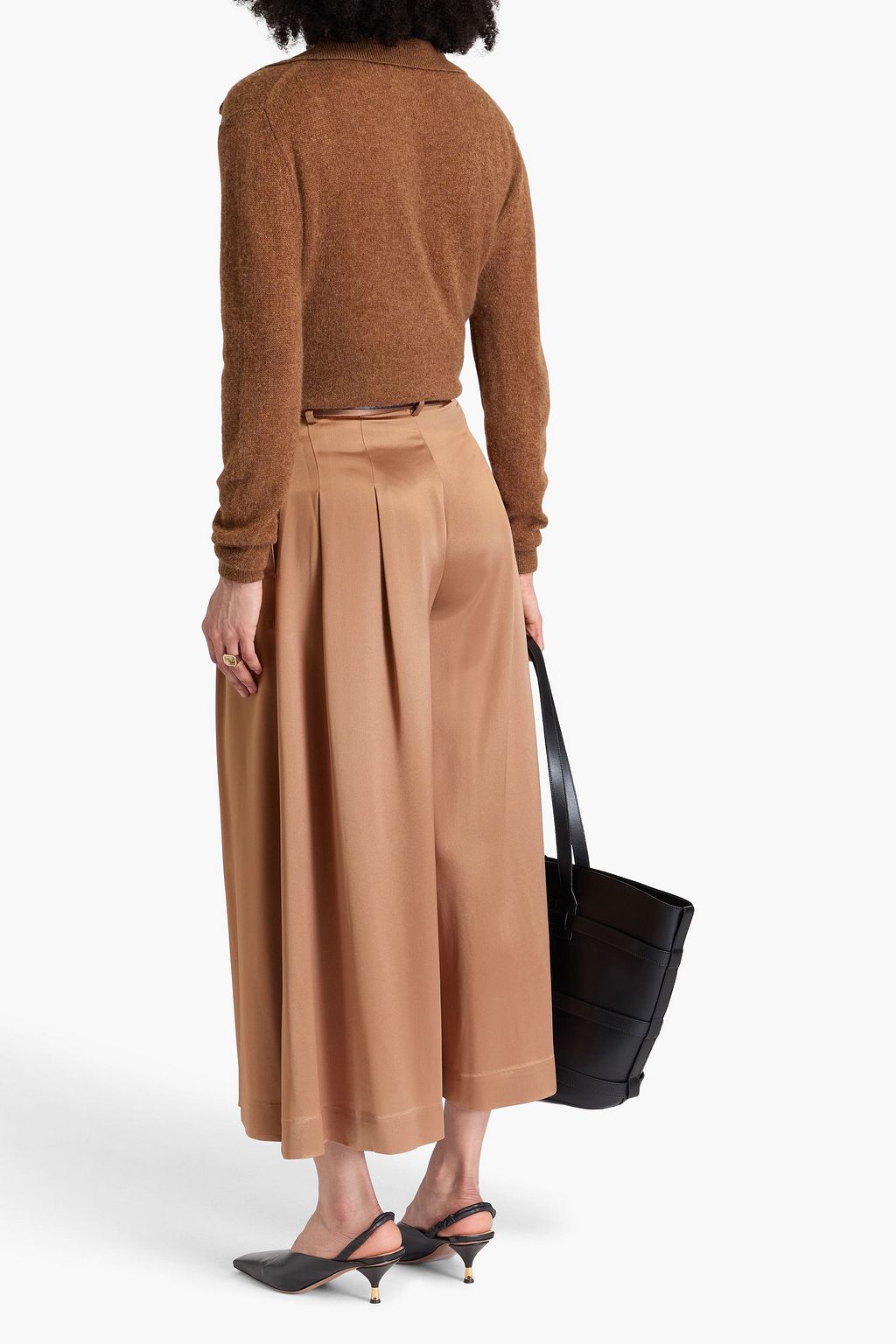 BY MALENE BIRGER 플리츠 디테일 새틴 와이드 레그 팬츠