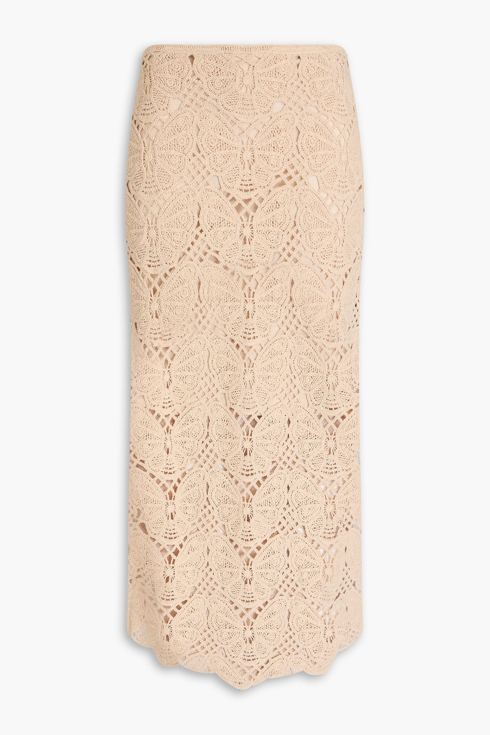By Malene Birger Crocheted Cotton Midi Skirt In Beige