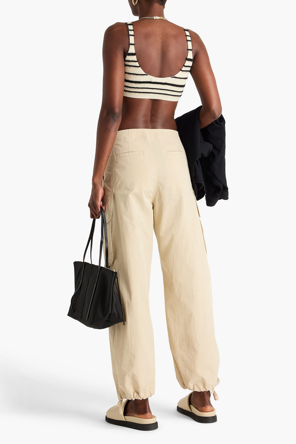 BY MALENE BIRGER REGGIE STRIPED INTARSIA COTTON-BLEND BRA TOP