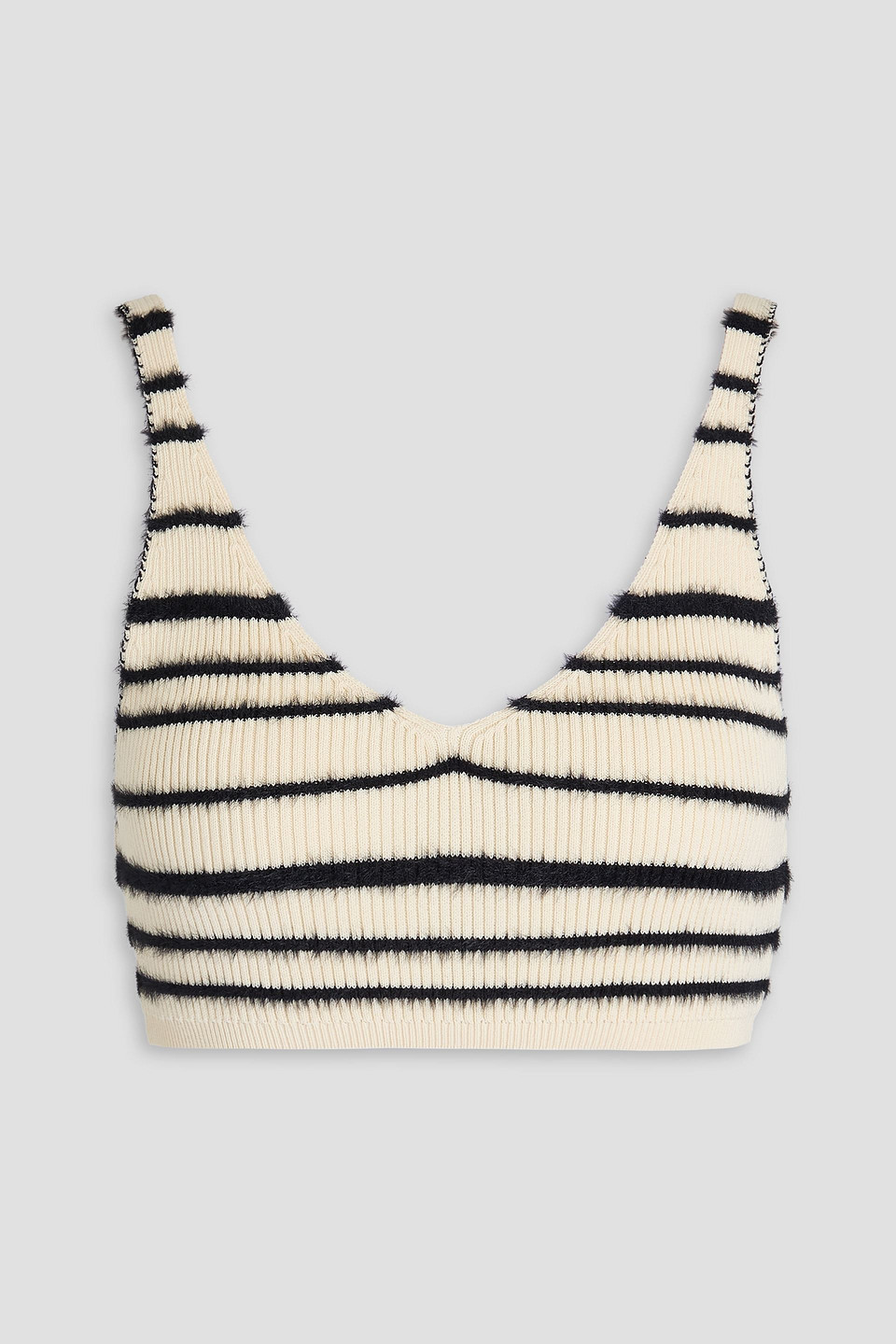 BY MALENE BIRGER REGGIE STRIPED INTARSIA COTTON-BLEND BRA TOP