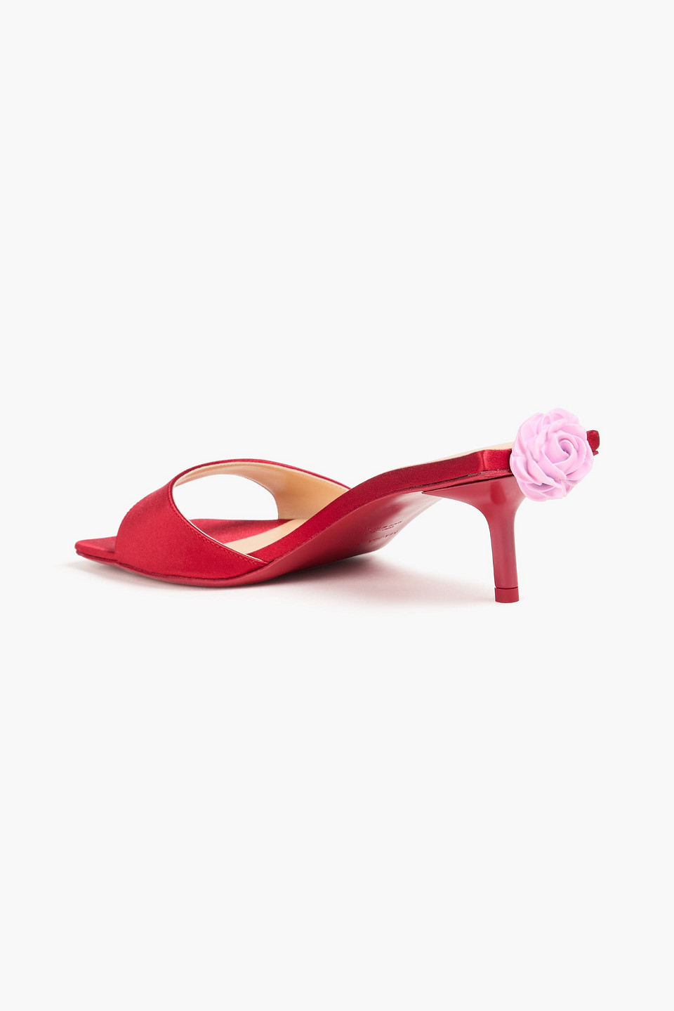 MAGDA BUTRYM FLORAL-APPLIQUÉD SATIN MULES