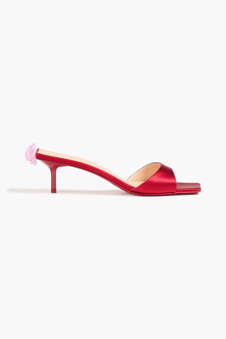 Magda Butrym Floral-appliquéd Satin Mules In Crimson