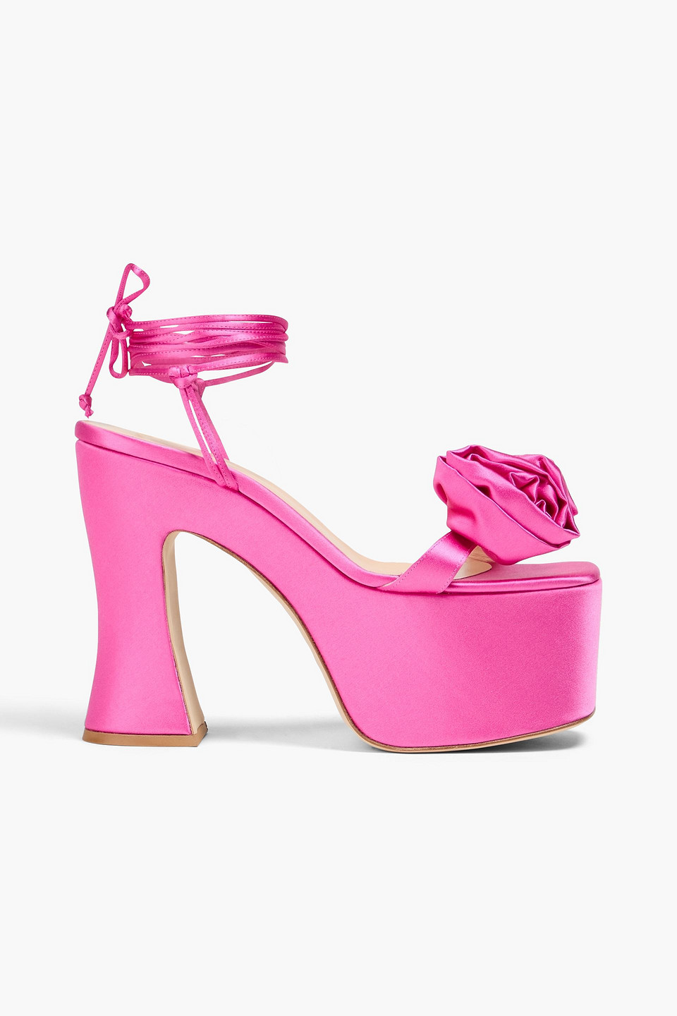 Magda Butrym Floral-appliquéd Satin Platform Sandals In Bright Pink