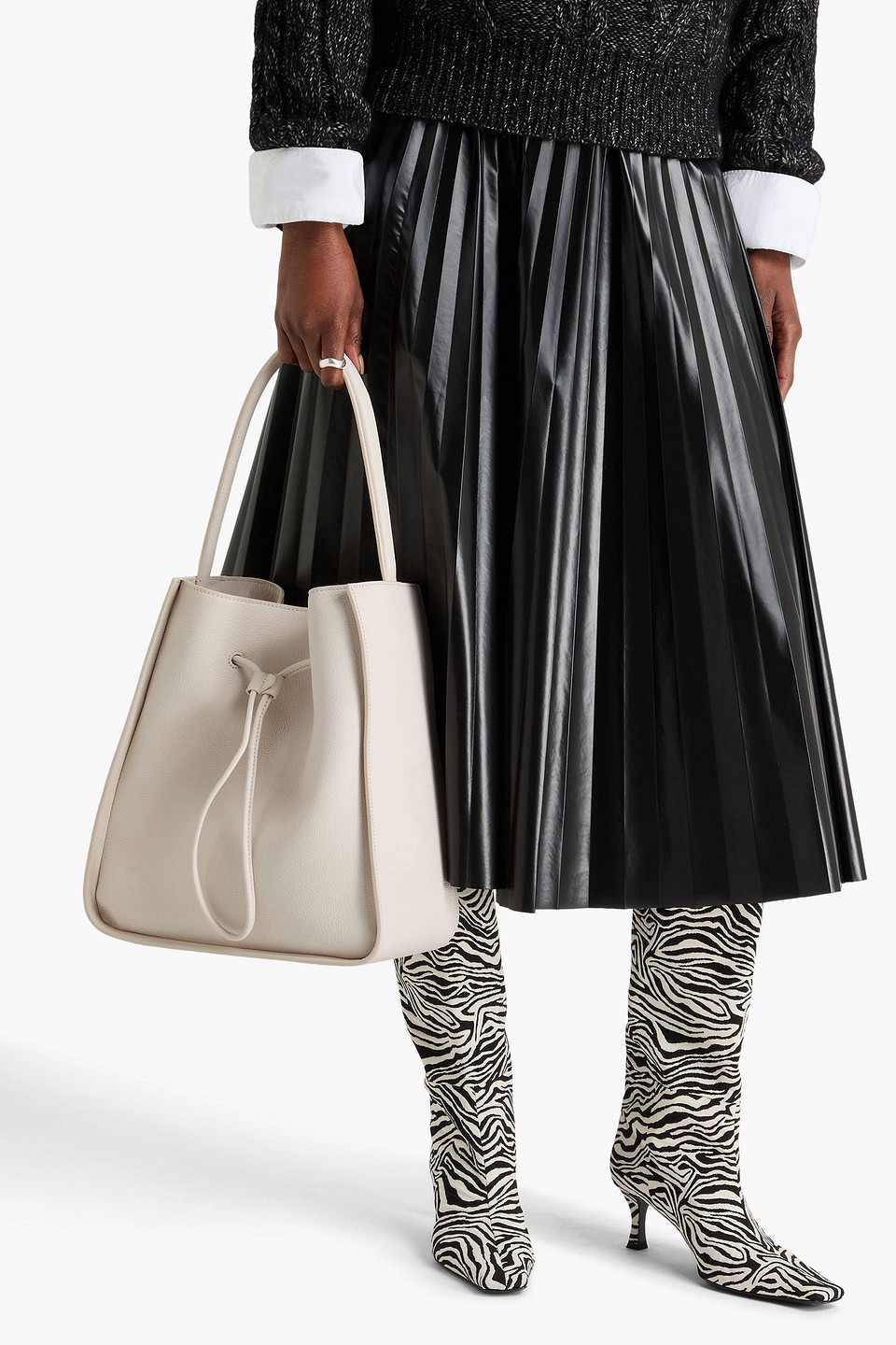 3.1 Phillip Lim Soleil Large Pebbled-leather Bucket Bag In Off-white