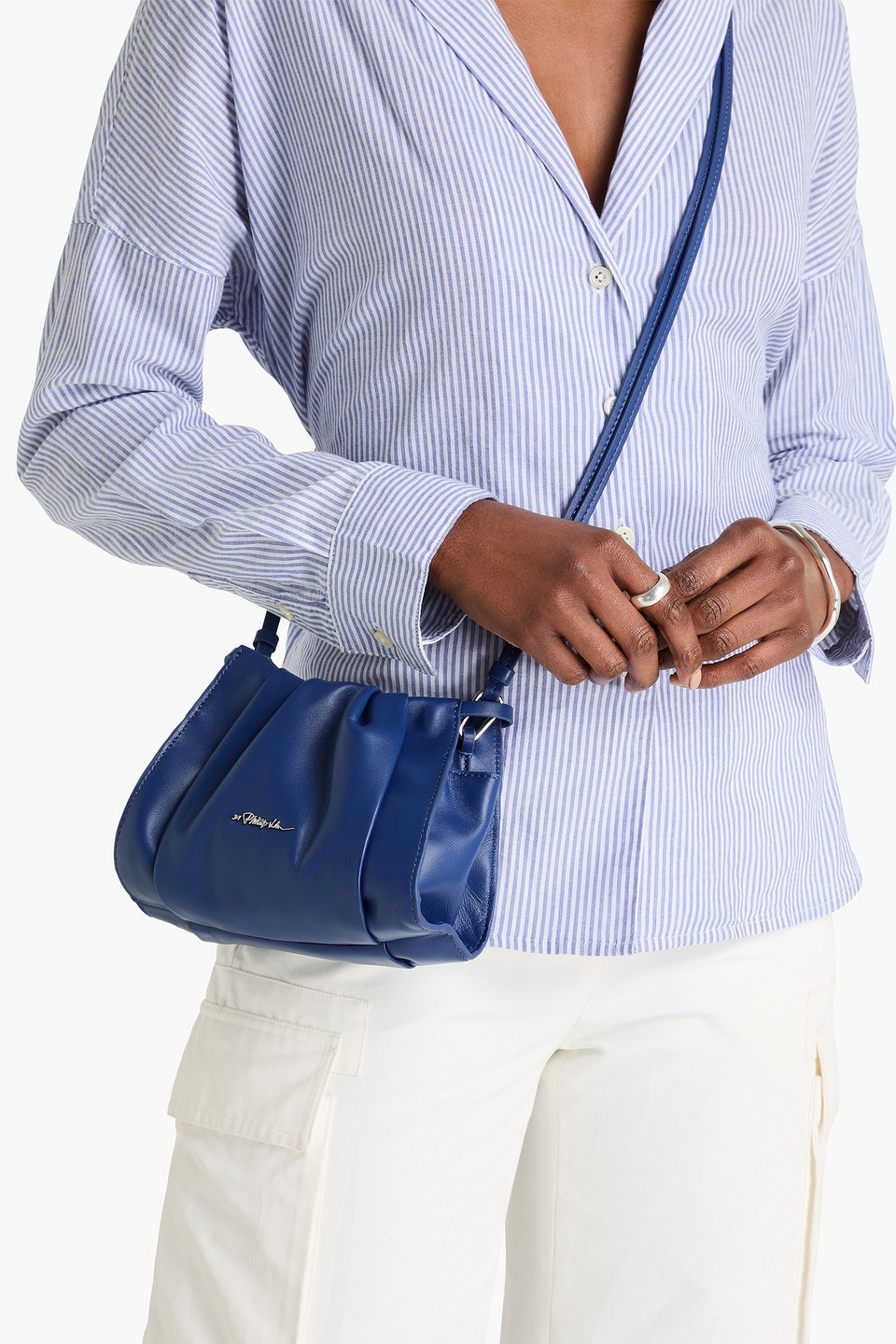 3.1 Phillip Lim Blossom Pleated Leather Cross-body Bag In Indigo