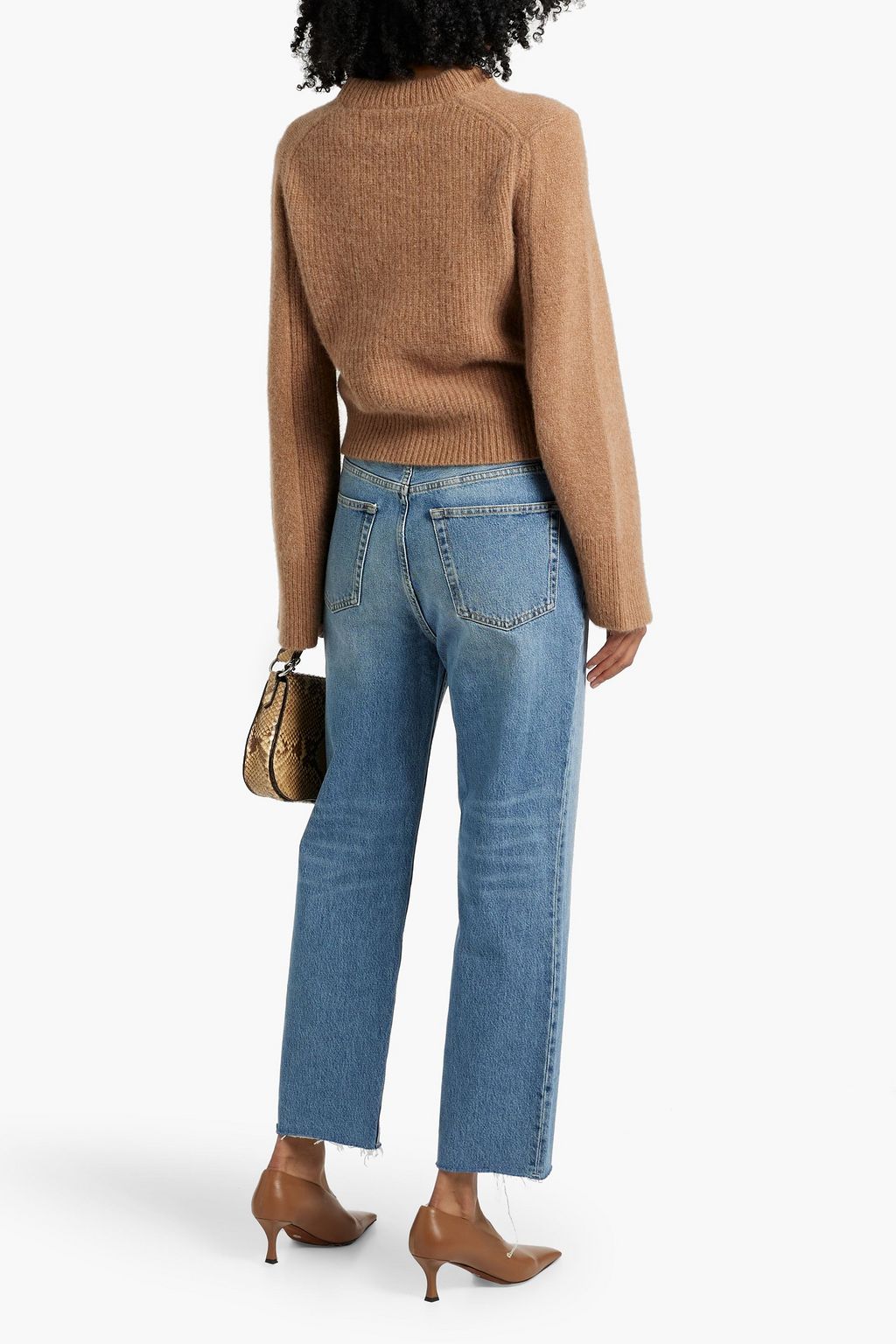 TOTEME Frayed high-rise straight-leg jeans