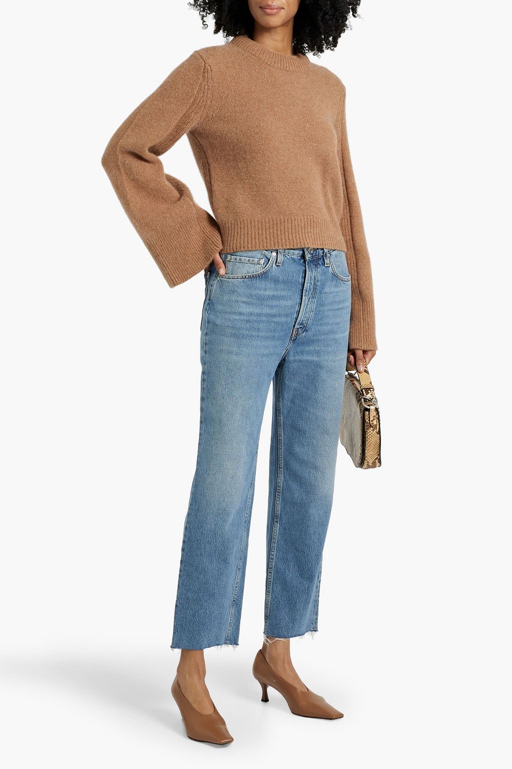 TOTEME Frayed high-rise straight-leg jeans