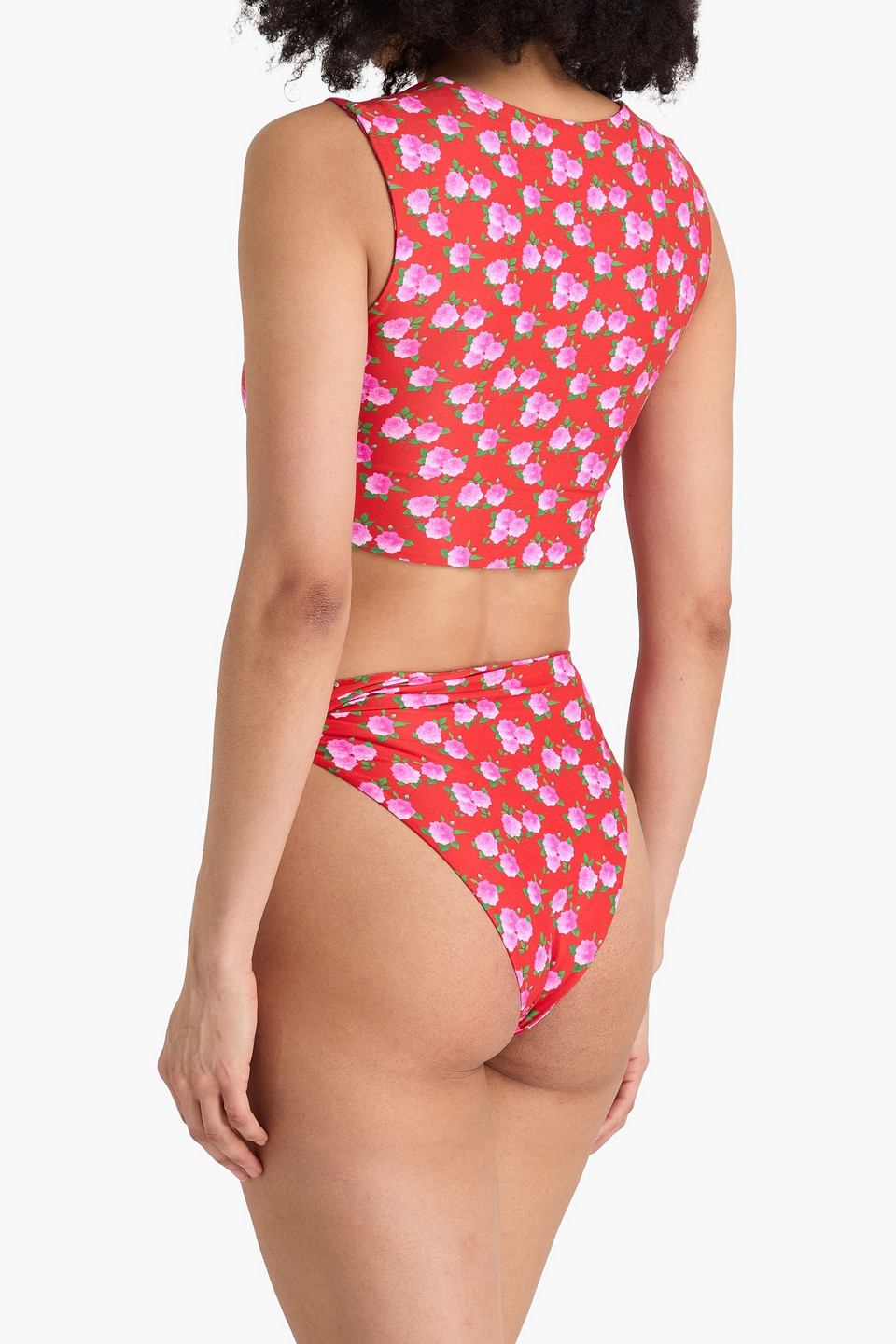 MAGDA BUTRYM FLORAL-APPLIQUÉD PRINTED BIKINI BRIEFS