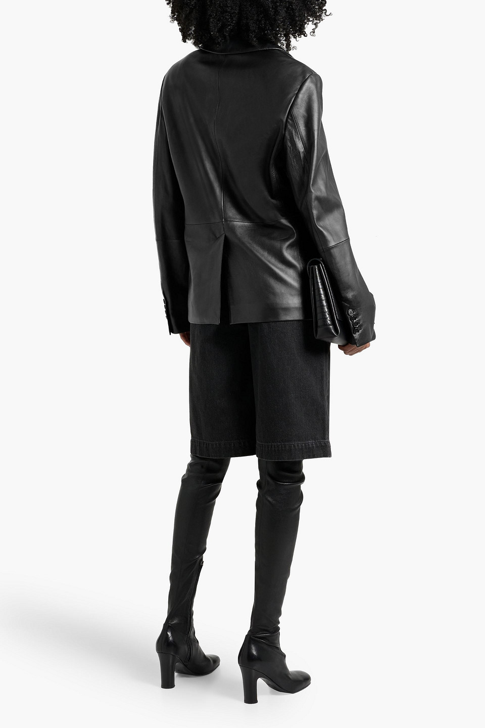 Shop Loulou Studio Davao Double-breasted Leather Blazer In Black