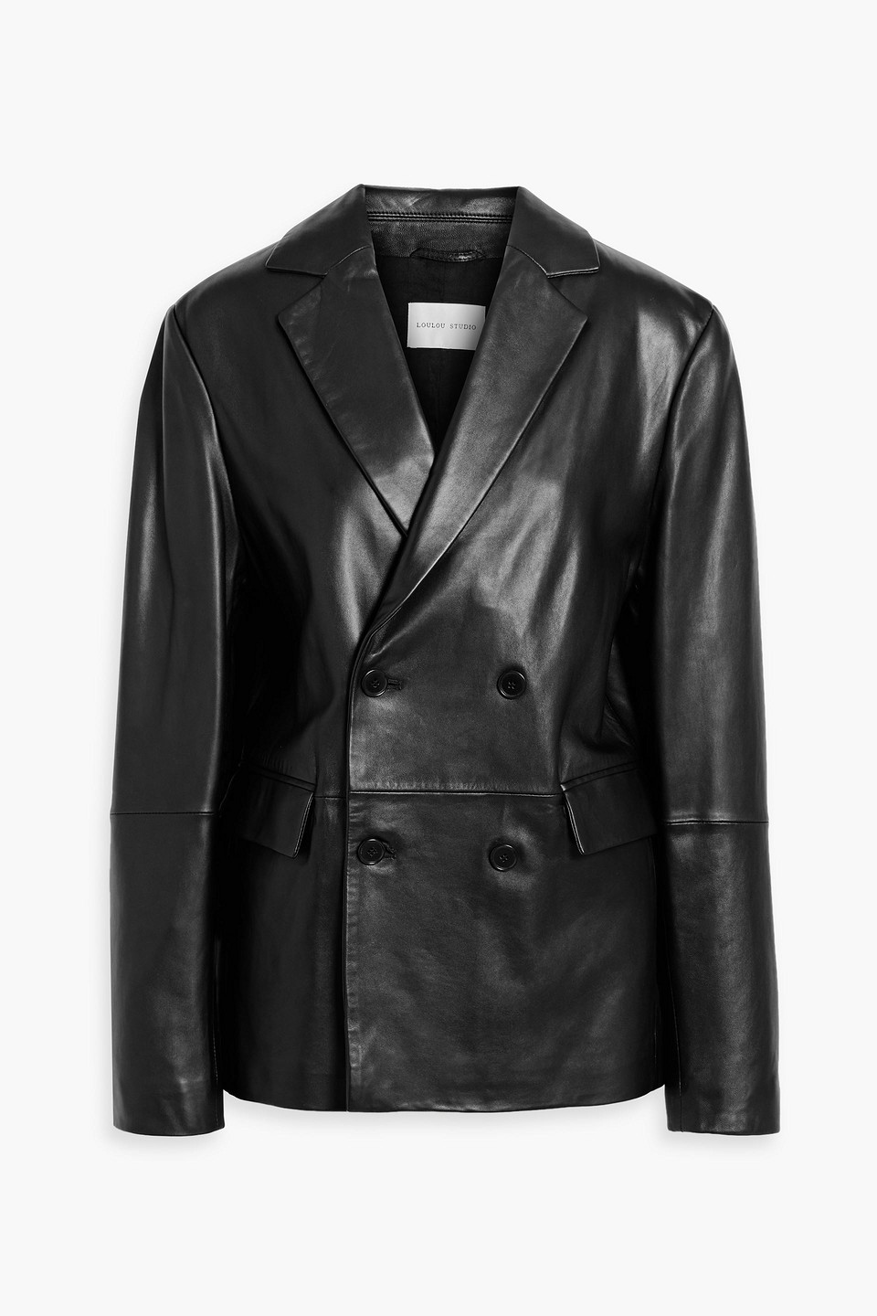 Davao double-breasted leather blazer
