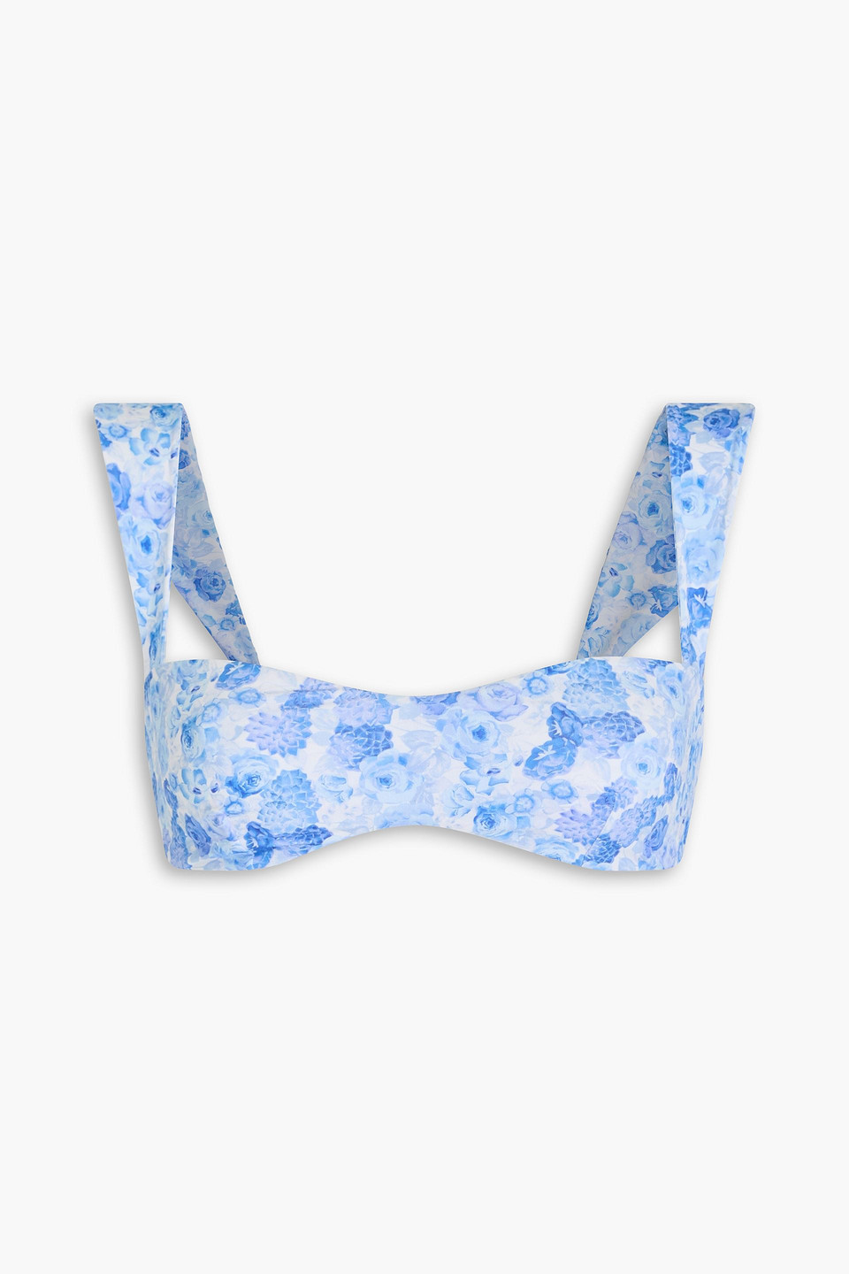 Magda Butrym Floral-print Bikini Top In Light Blue