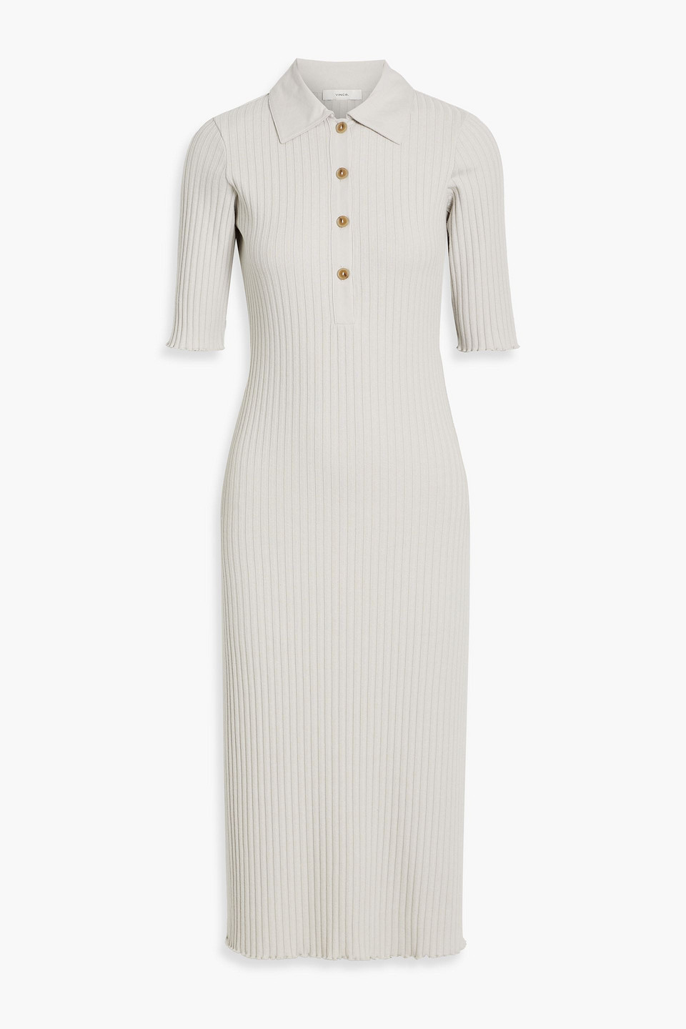 Vince Ribbed Cotton-blend Midi Shirt Dress