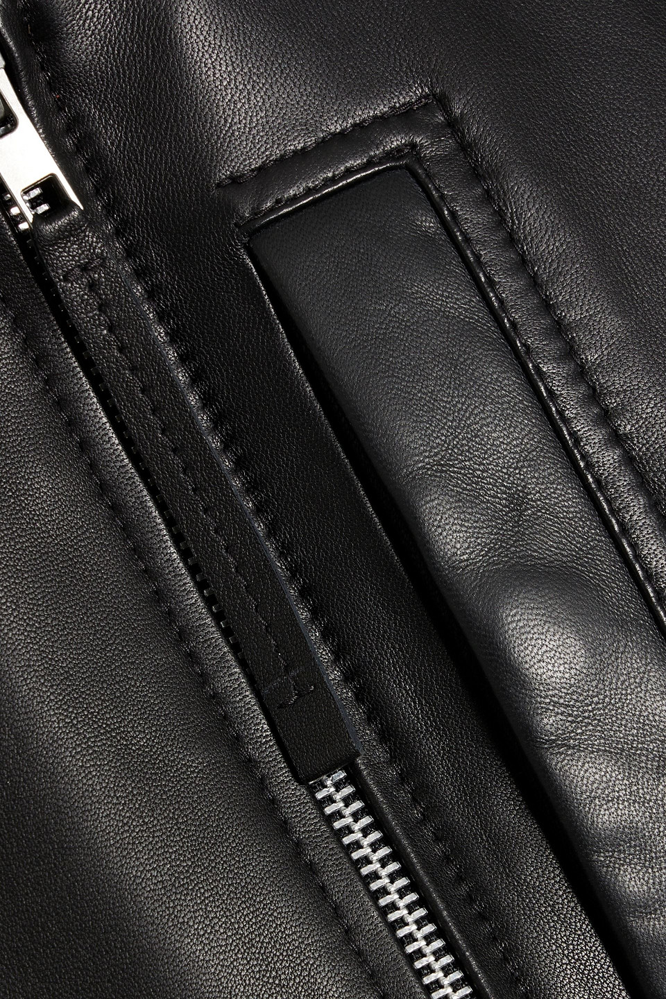 Vince Cropped Leather Bomber Jacket In Black