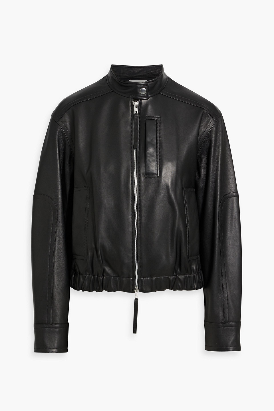 Vince Cropped Leather Bomber Jacket In Black