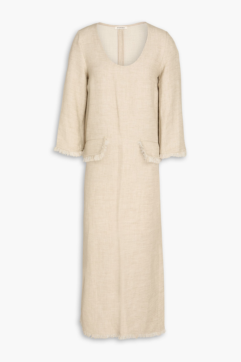 BY MALENE BIRGER DELANY FRINGED LINEN-BLEND JACQUARD MIDI DRESS