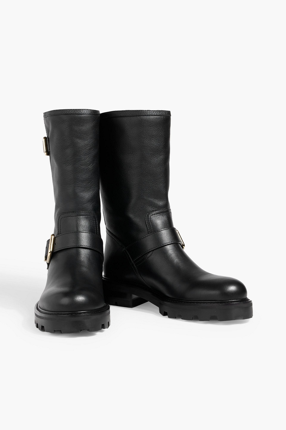 Jimmy Choo Biker Ii Leather Combat Boots In Black
