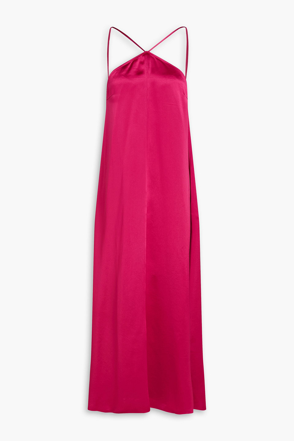 By Malene Birger Reganne Satin Halterneck Maxi Dress In Crimson