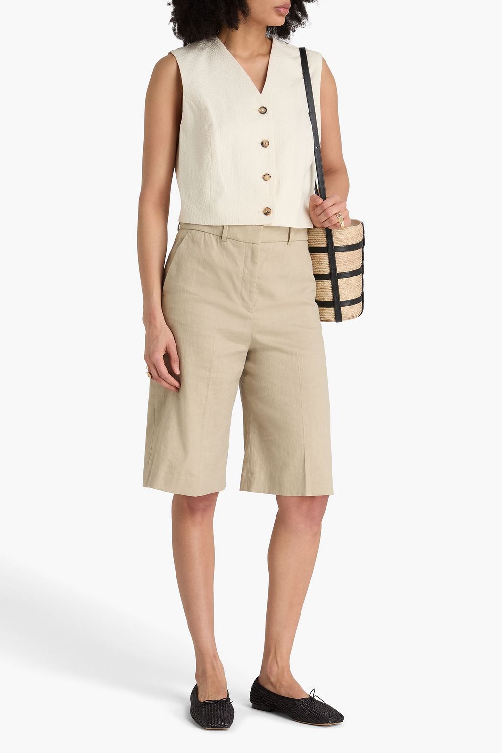 BY MALENE BIRGER Blaire cotton-blend seersucker vest
