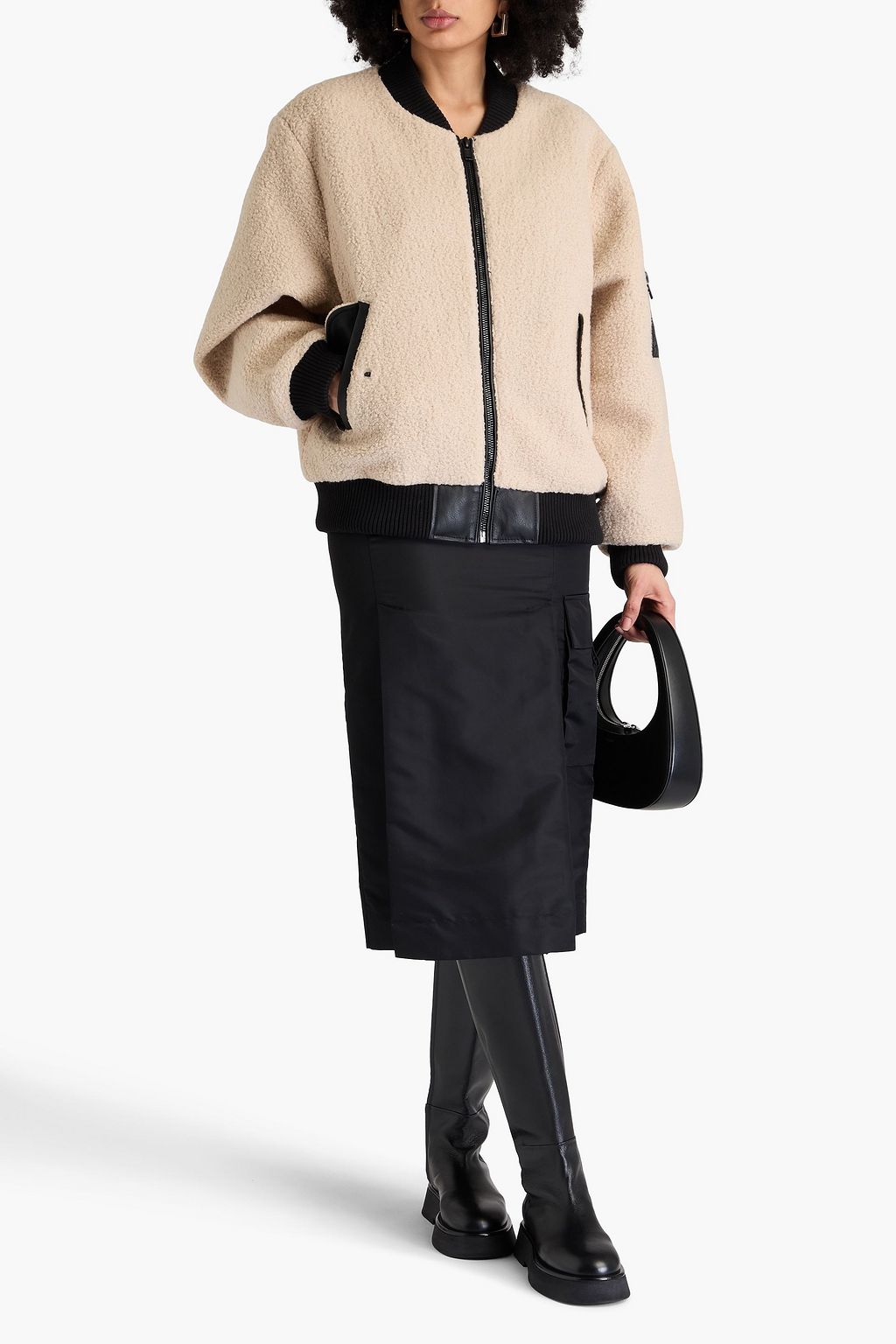 DEADWOOD Teddy leather-trimmed teddy fleece jacket