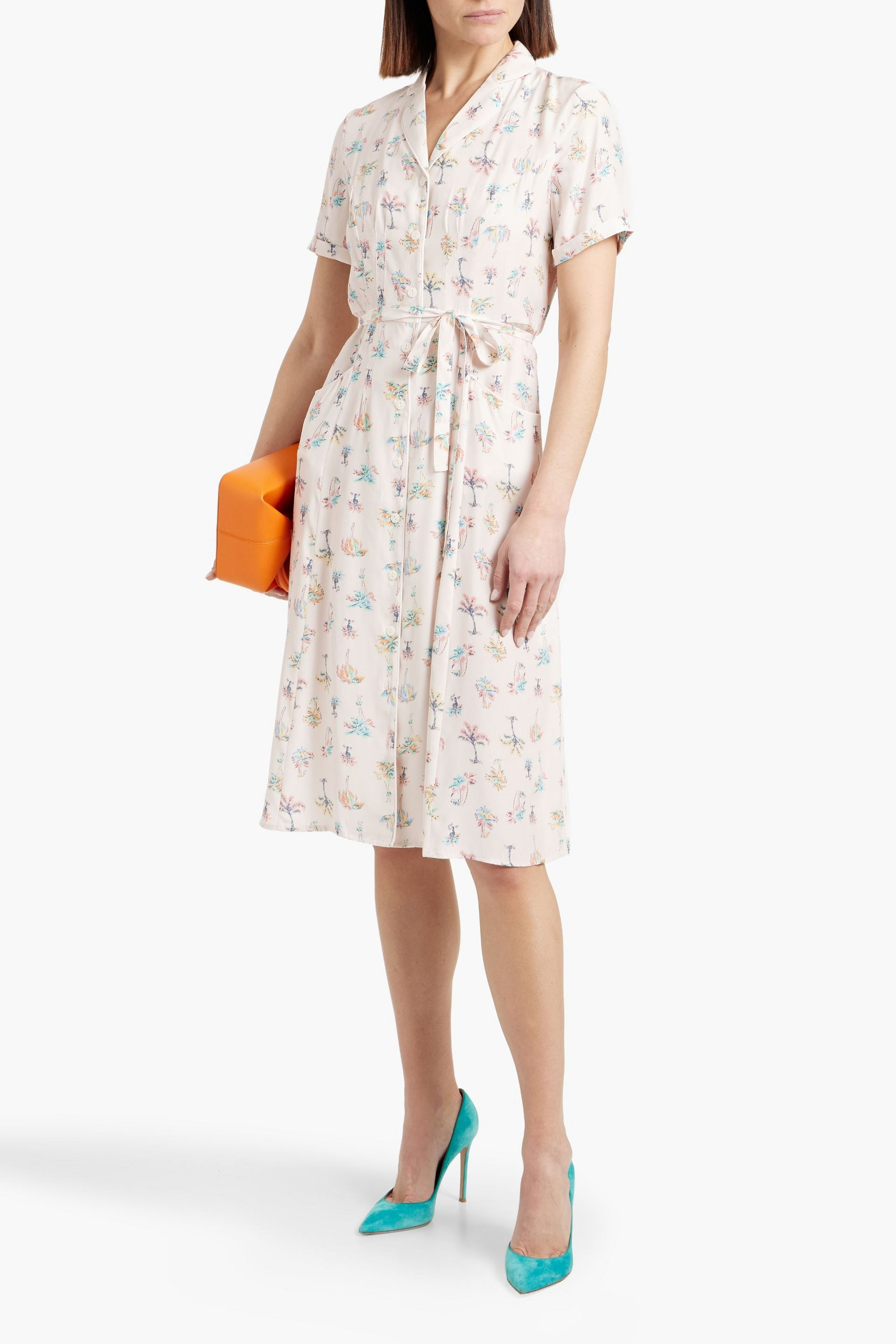HVN Maria printed silk dress