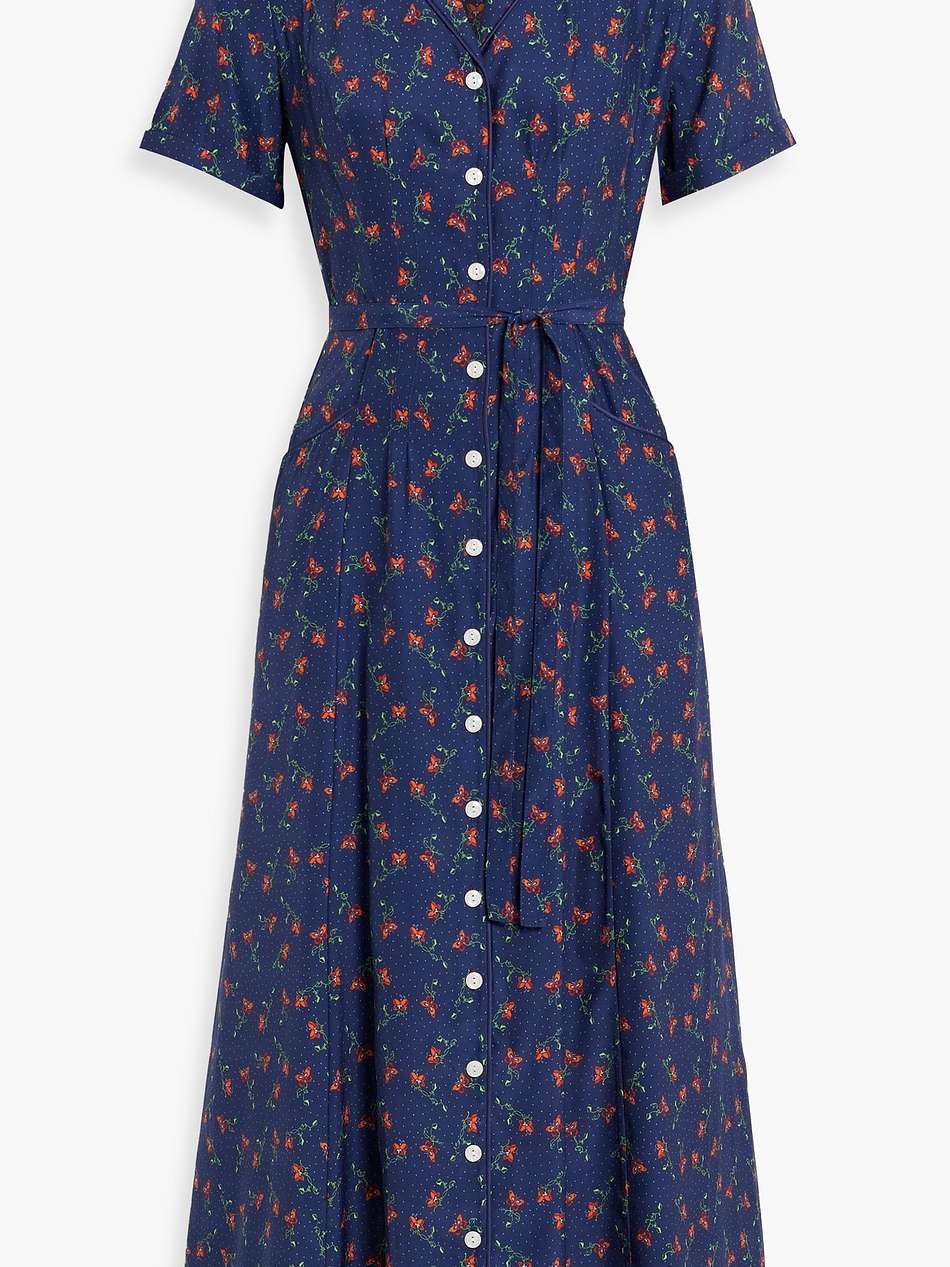maria printed silk midi dress