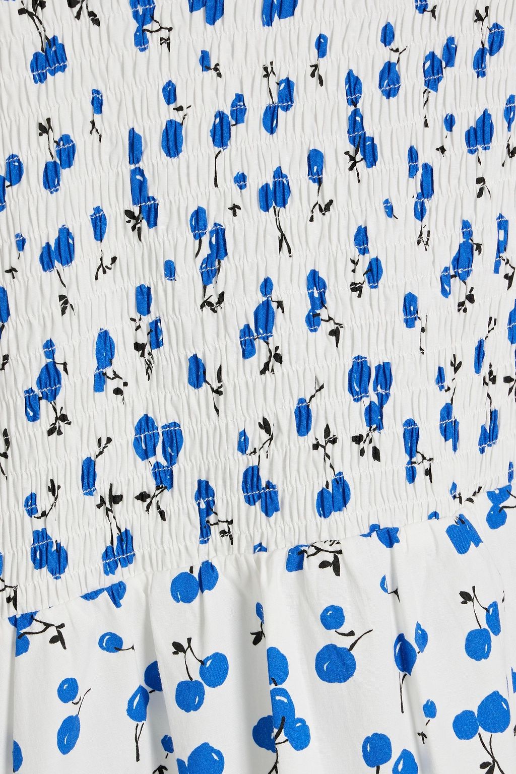 HVN Fromer shirred printed cotton-blend poplin mini dress