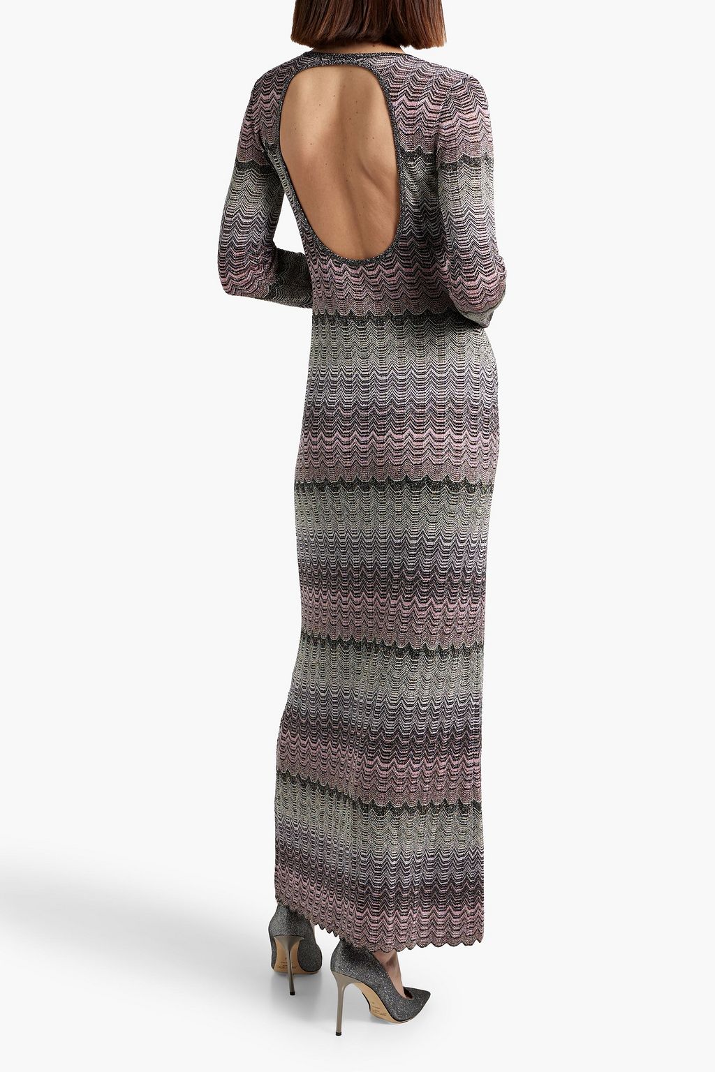 MISSONI かぎ針編みニット マキシワンピース カットアウト メタリック