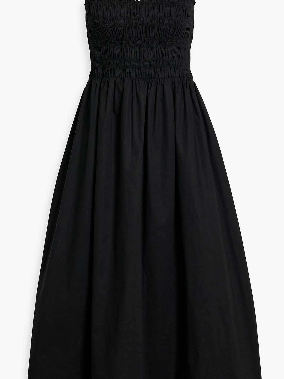 lucy shirred cotton-blend poplin midi dress