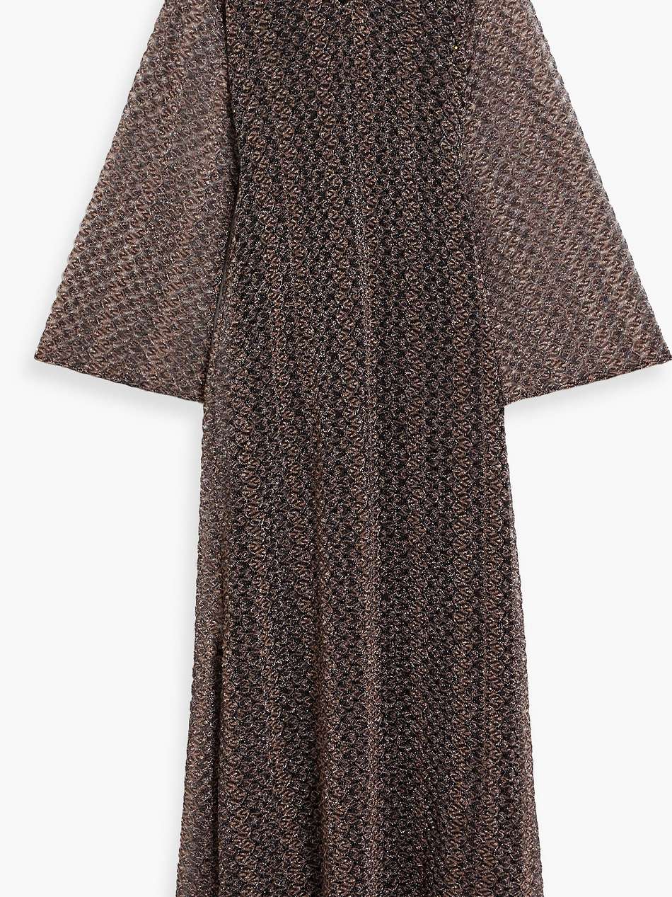 metallic crochet-knit maxi dress